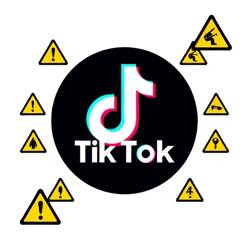 TikTok標誌被警告標誌包圍