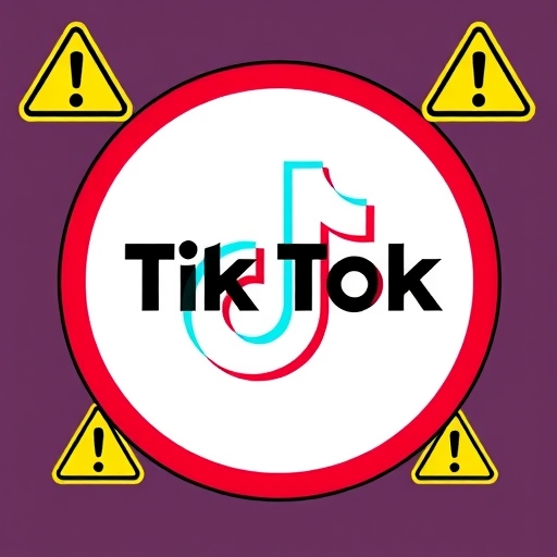 TikTok標誌被警告標誌包圍