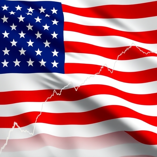 美國國旗與經濟圖表