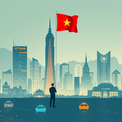 一架飛機在越南金融市場上空飛行