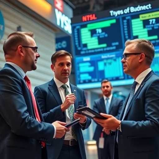 一群華爾街分析師正在討論投資策略
