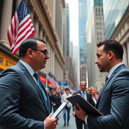 華爾街金融分析師在討論股票
