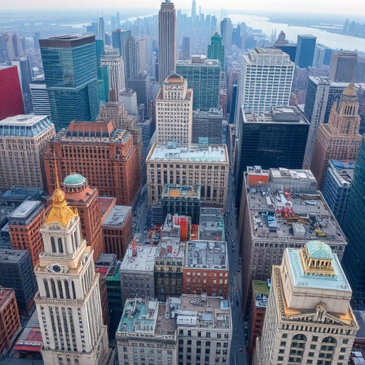 從上方觀察的華爾街