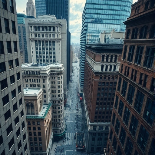 從上方觀察的華爾街