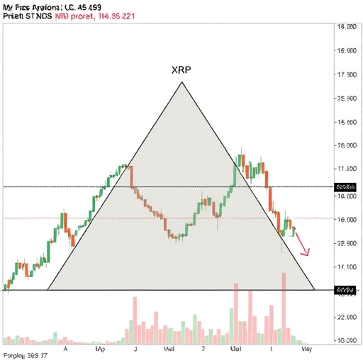 XRP價格圖表顯示對稱三角形模式