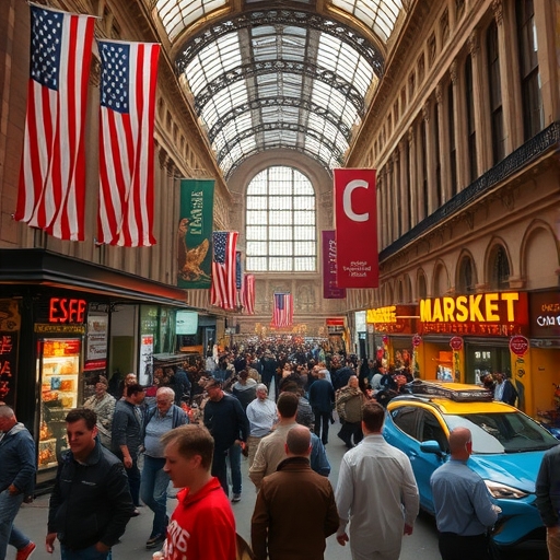 熱鬧的股票市場場景