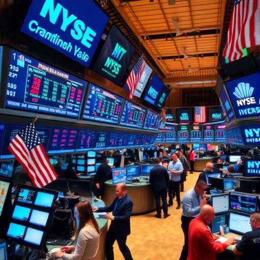 忙碌的股票市場交易現場