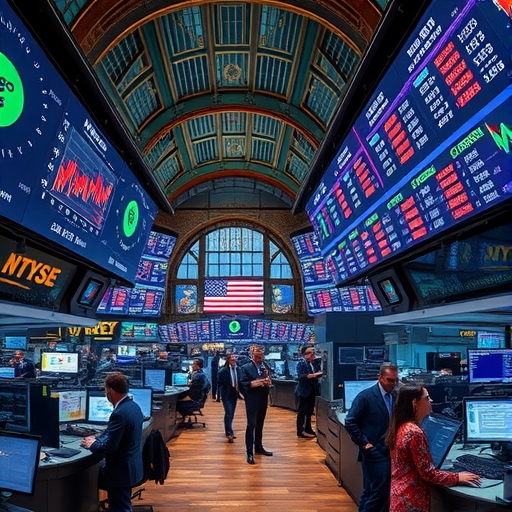繁忙的股市交易大廳