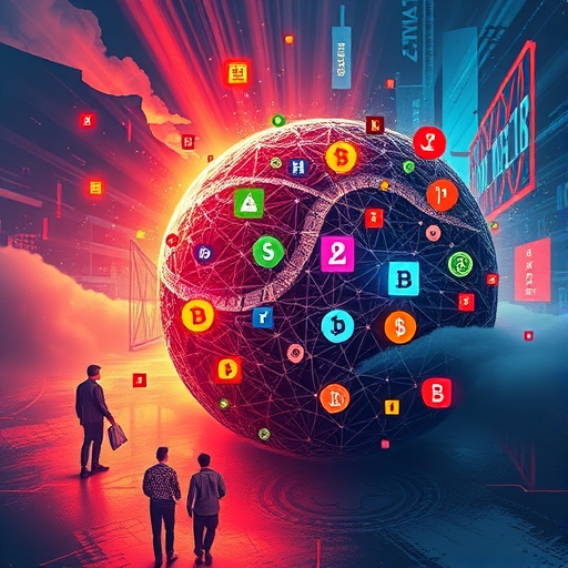 加密貨幣市場衝突的數位藝術圖像 1