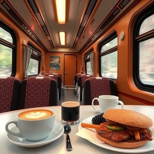 一輛載有美味咖啡和食物的火車