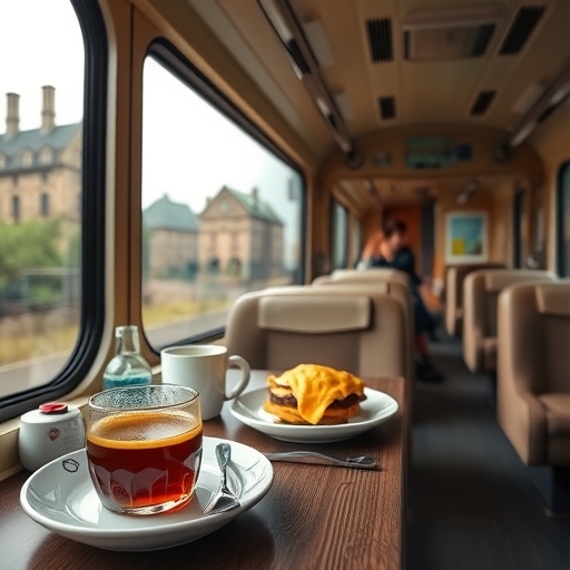 一輛載有美味咖啡和食物的火車