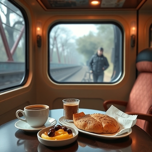 一輛載有美味咖啡和食物的火車