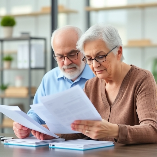 一對老年夫婦正在審查財務報表