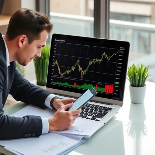 一位男子正在街頭交易股票