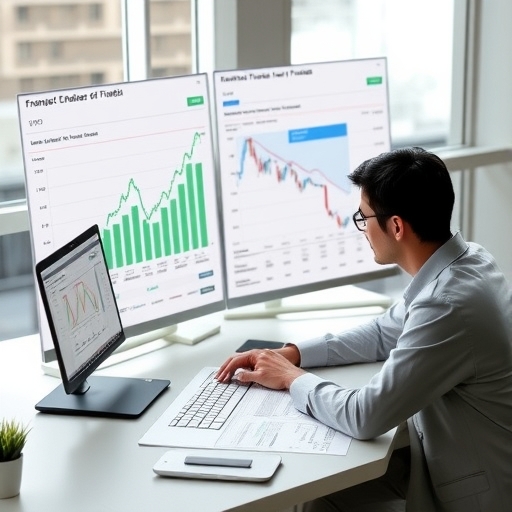 一位男子正在街頭分析金融趨勢