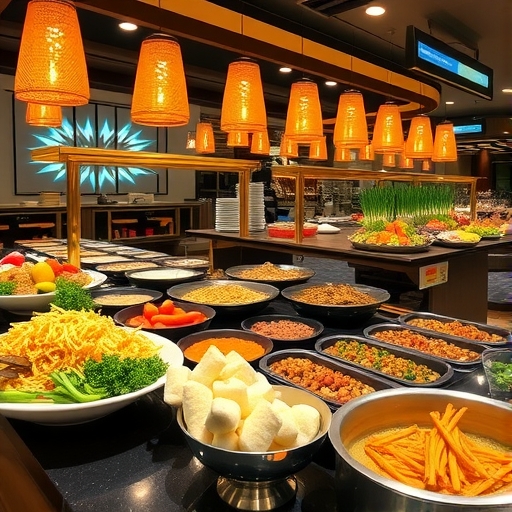 豪華高端自助餐廳內部裝潢與用餐環境