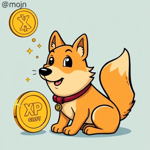 卡通狗狗幣和瑞波幣交易情景