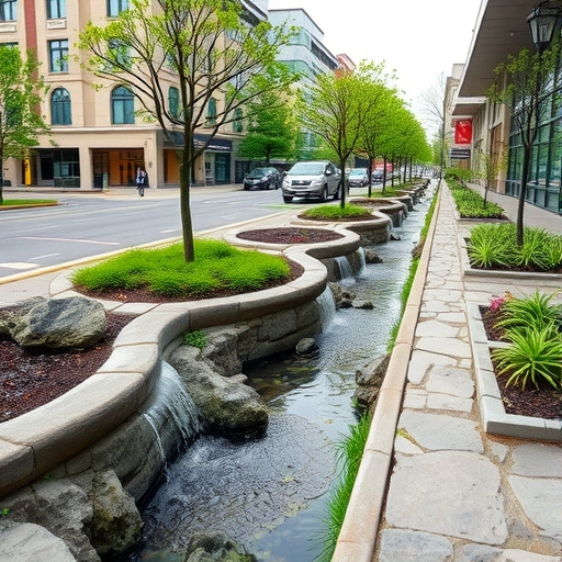 一座具有雨水管理系統的城市景觀