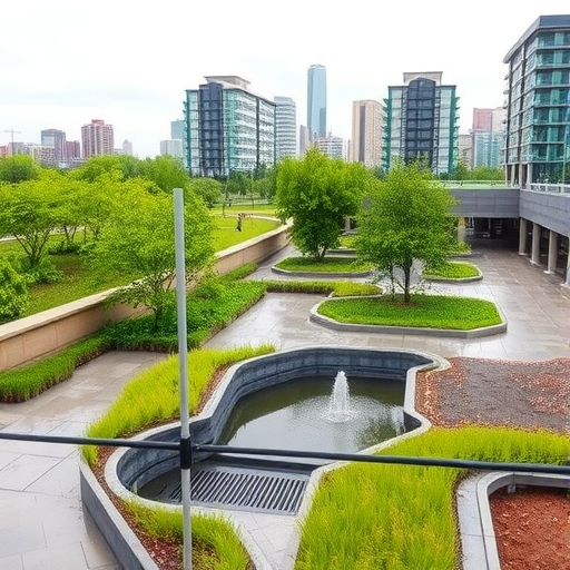 一座具有雨水管理系統的城市景觀