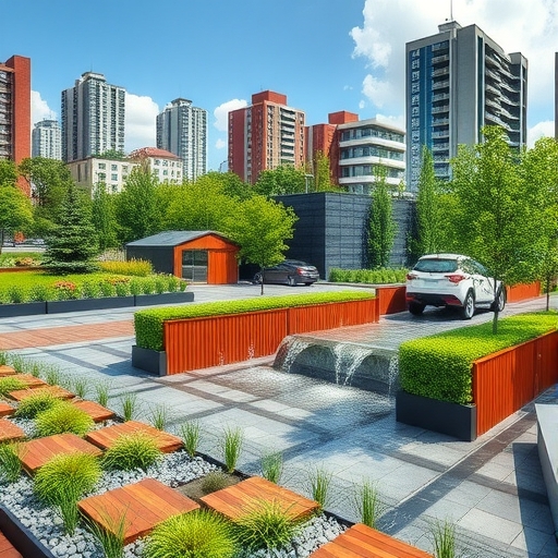 一座具有雨水管理系統的城市景觀