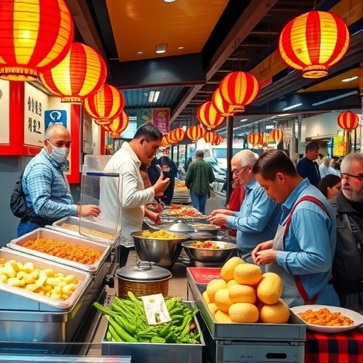 色彩繽紛的台灣街頭美食市場