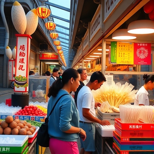色彩繽紛的台灣街頭美食市場