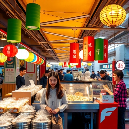 色彩繽紛的台灣街頭美食市場