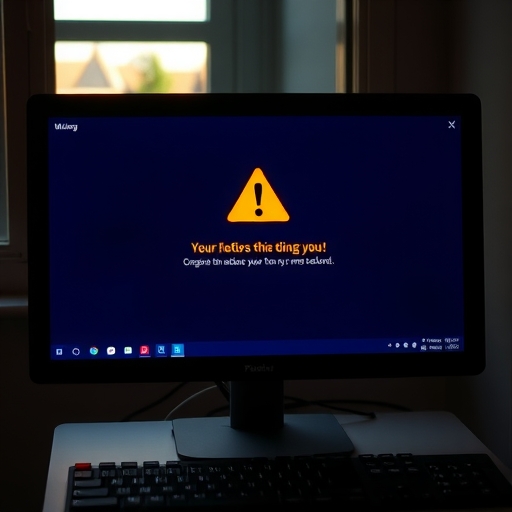 電腦螢幕顯示警告訊息