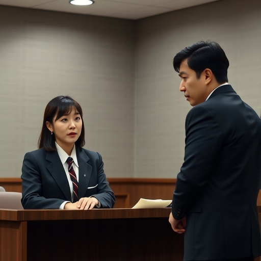 韓國法庭內部緊張的審訊場面