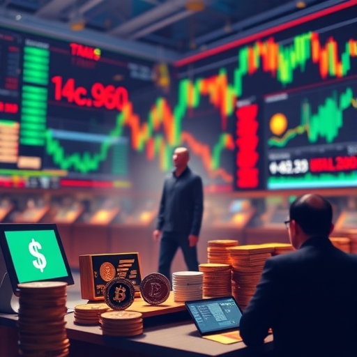 一群人在現代辦公室環境中討論加密貨幣交易策略