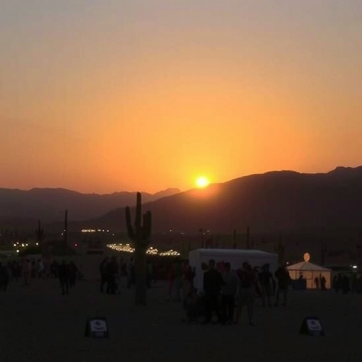 沙漠節日黃昏場景