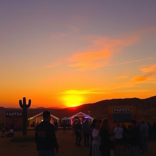 沙漠節日黃昏場景