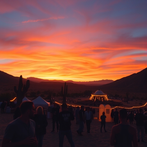 沙漠節日黃昏場景
