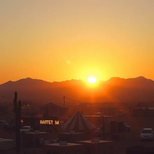 沙漠節日黃昏場景