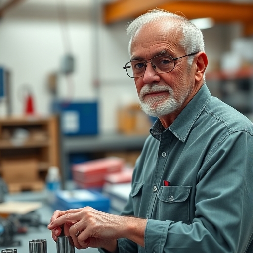 一位中高齡員工在辦公室中工作