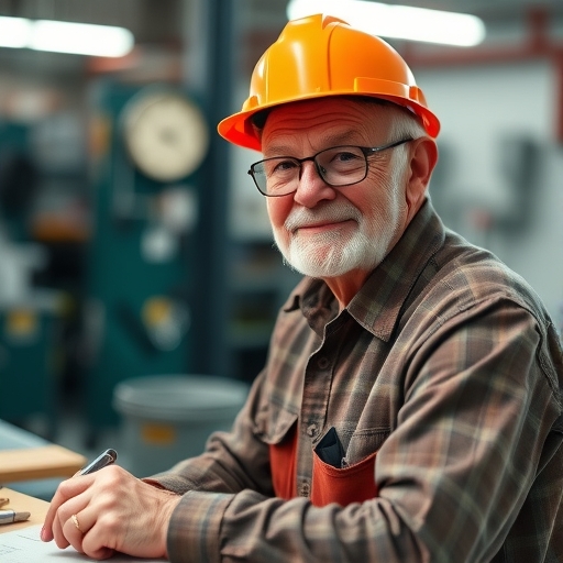 一位中高齡員工在辦公室裡工作