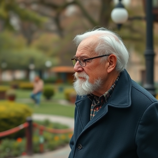 一位老人正在公園沉思