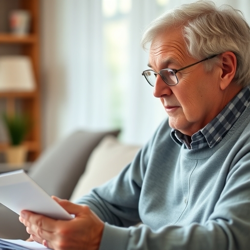 一位老年人在檢視財務狀況