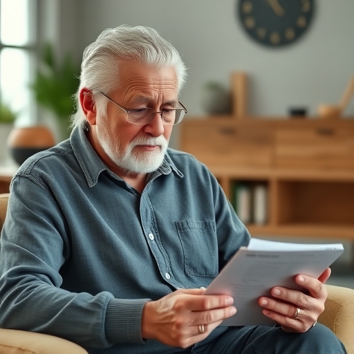 一位老年人在檢視財務狀況