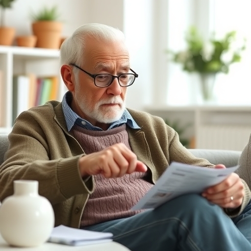 一位老年人在檢視財務狀況