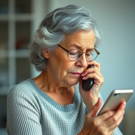 一位長者正在使用手機