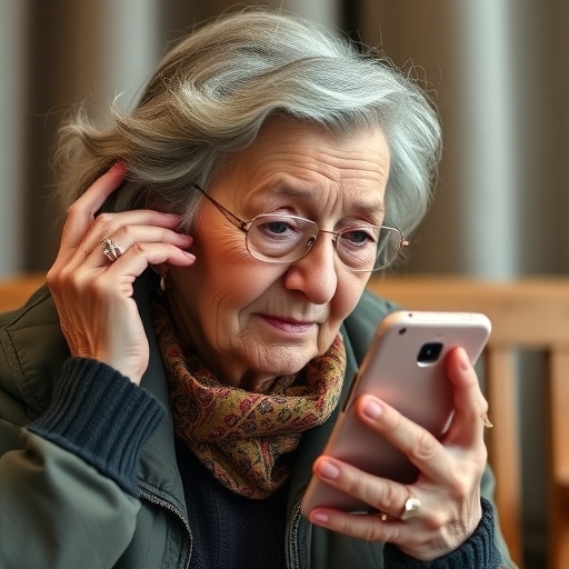 一位長者正在使用手機