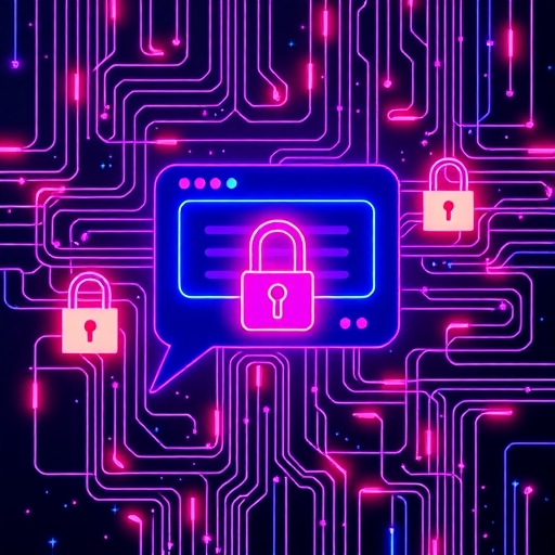 帶有鎖的加密聊天概念圖