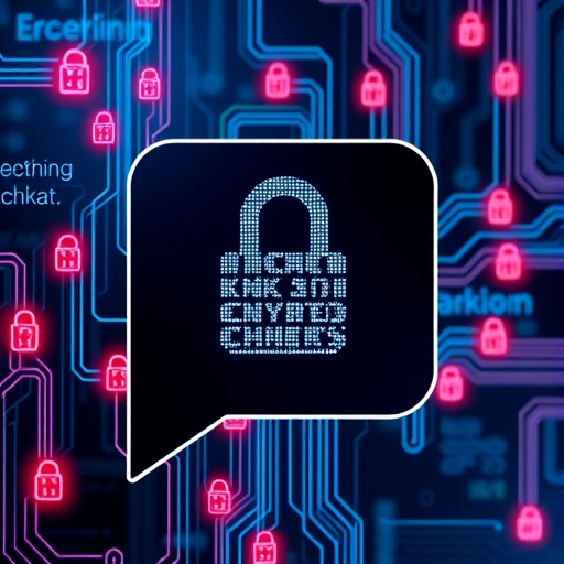 帶有鎖的加密聊天概念圖