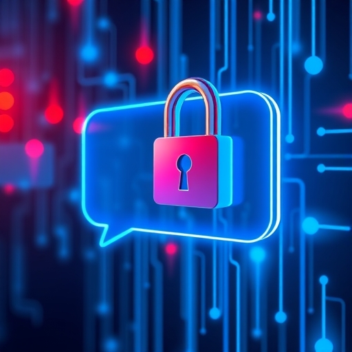 帶有鎖的加密聊天概念圖