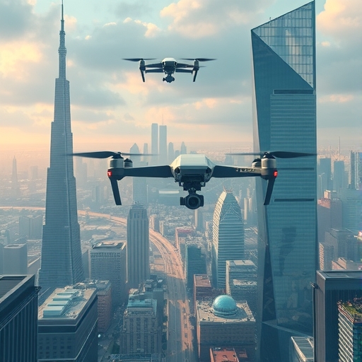 有無人機的未來城市景觀