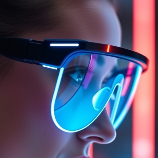 一副未來風格的智慧眼鏡展示