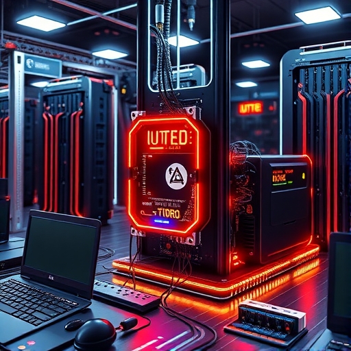 量子核心的先進量子電腦系統運作中