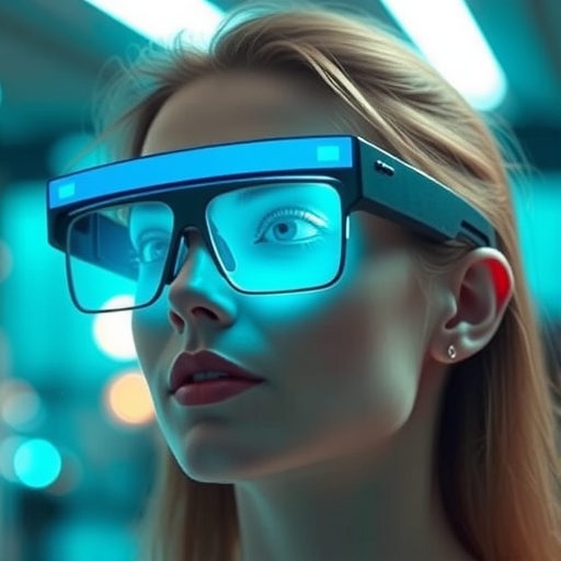 使用者戴著智慧眼鏡進行手勢控制