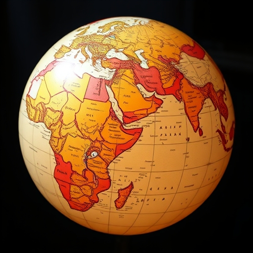 一個帶有貿易路線的地球儀